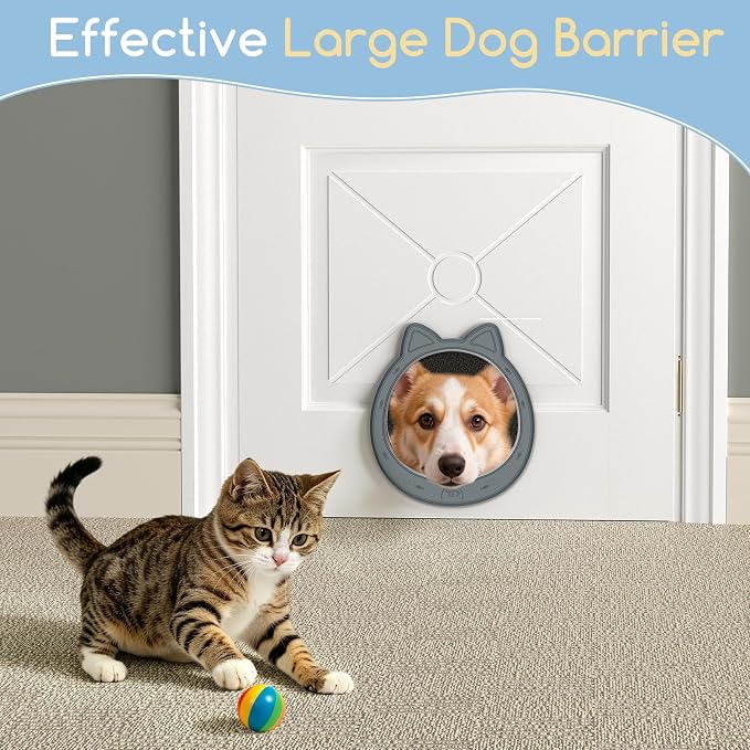 Large Cat Door Interior Door, No-Flap Pet Door for Cats Up to 22 lbs(Gray)
