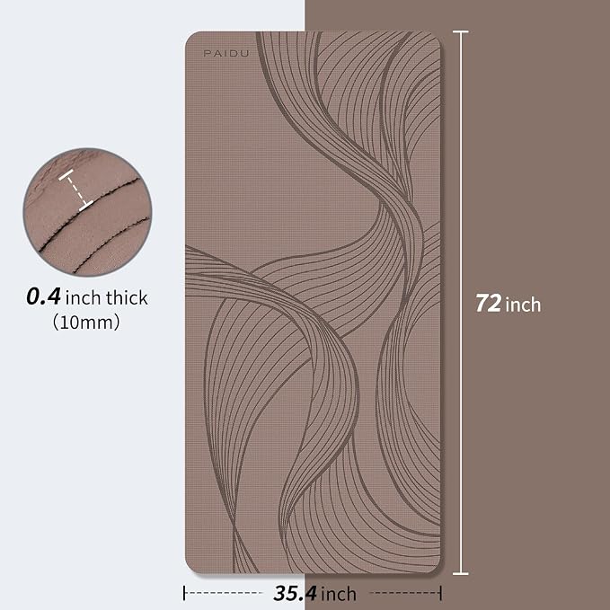 PAIDU Large Yoga Mat-72’x36’x0.4’ Extra Width & Thick,Comfortable,Non-Slip Exercise Mat-Works Great on All Floor for Stretching,Yoga Studio,Gym or Home Workouts