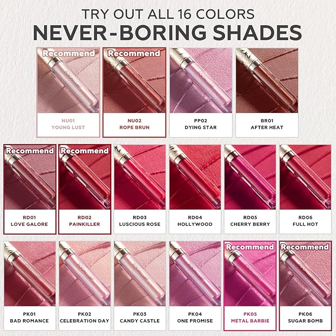 FOCALLURE Metallic Liquid Lipstick,Non Stick Cup Lip Gloss,High Impact Lip Color with Transfer-proof Wear,Long Lasting & Waterproof Lipstick Makeup for Women,One Promise