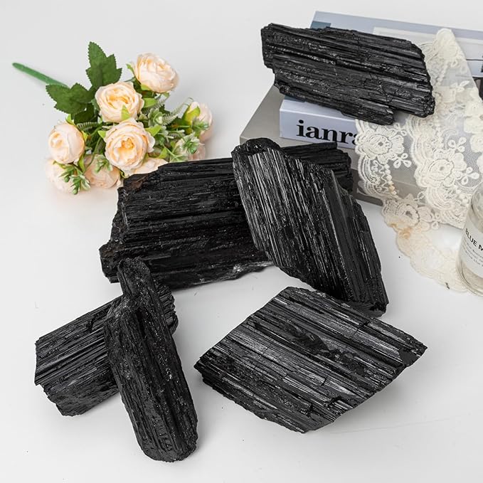 1-1.5lbs Large Raw Black Tourmaline Crystal Natural Rough Stone Healing Crystals for Meditation Reiki Energy Decoration