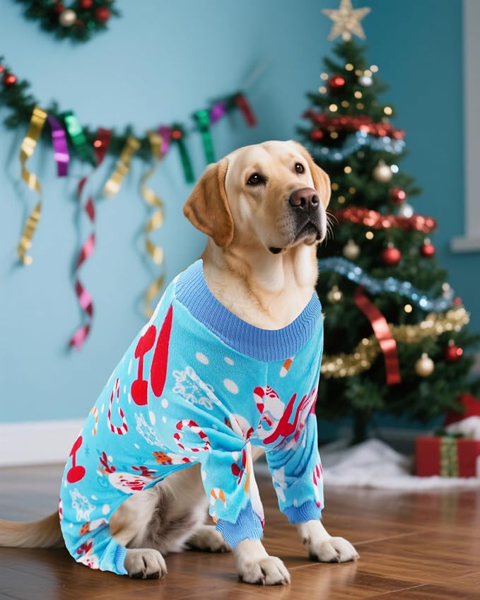 PET SHOW 4 Pack Christmas Velvet Dog Pajamas for Extra Large Dogs | Soft stretchy dogs onesies,boy girl pjs with sleeve,holiday jumpsuit costume for large pets,XXL