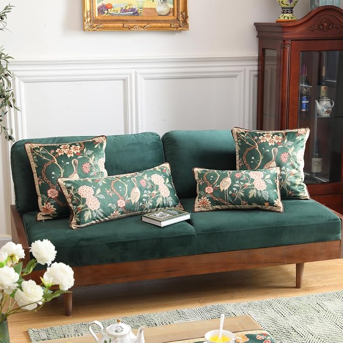 Designer Vintage Velvet Throw Pillow Cover,18"x18"-Mitchell | Pillow Cover,Concealed Zipper Design,Dragonfly Pattern,Sofas,Bedroom,Living Room,Lounge Chairs,All Season Home Decor