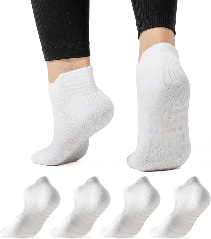 COOLMATE Pilates Socks with Grips for Women, Yoga Socks, Crew Non Slip Women for Barre, Pilates Gifts for Women