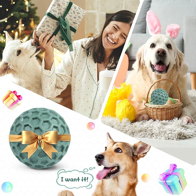Tough Dog Chew Toys for Aggressive Chewers, Indestructible Dog Balls for Aggressive Chewers, Squeaky Balls for Dogs, Squeaky Toys for Large Dogs, Funny Heavy Duty Ball