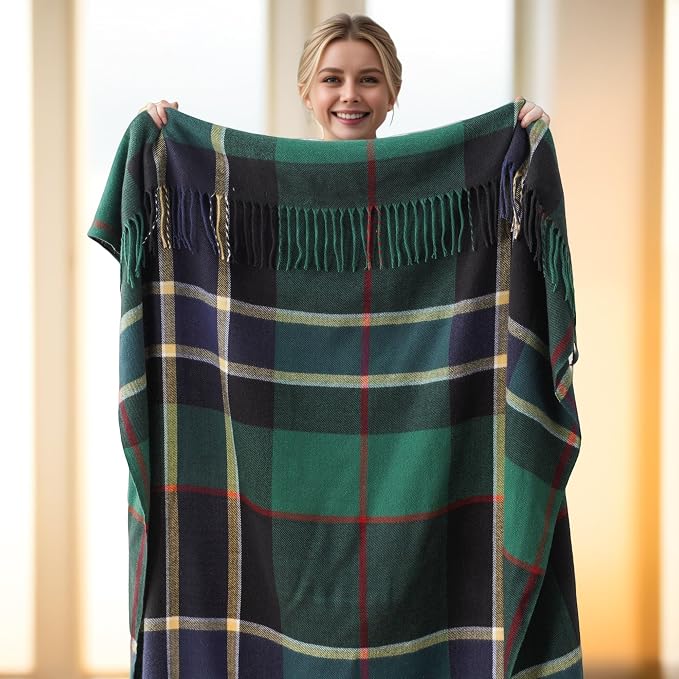 Forest Green Plaid Throw Blanket for Couch, Buffalo Checkered Blanket | 50"x60", Christmas Green Plaid Blanket, Lightweight Farmhouse Outdoor Throw Blankets for Bed, Sofa