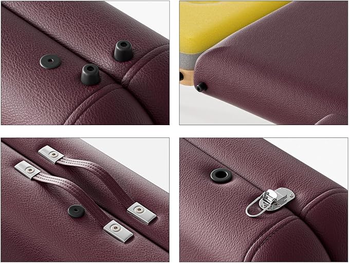 Professional Massage Table Portable 2 Fold Premium Memory Foam Aluminium Leg Hold Up to 1100LBS 8 Heights Adjustable with Carrying Bag Burgundy
