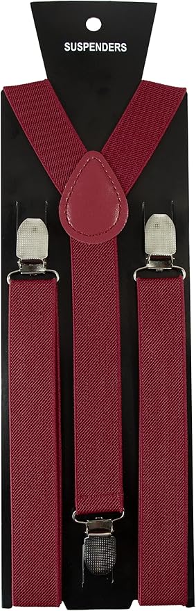 JEMYGINS Solid Color Mens Suspender with 3 Strong Clips Adjustable Braces