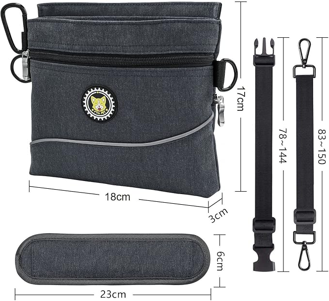 Viklluyr Dog Treat Pouch Bag with Magnetic Closure, Dog Food Carrier with Removable Inner Pocket, Perfect Dog Training Bag for Agility Training - Including Carabiner