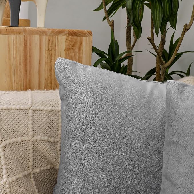 NiNi ALL Grey Velvet Throw Pillow Covers 12x20 Pack of 2 Decorative Couch | Soft Solid Boho Cushion Squar Pillow Cases for Chair Sofa Bedroom Farmhouse Living room Modern Luxury Home Decor Christmas