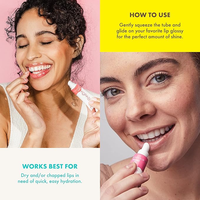 Kopari Coconut Lip Glossy - Clear Lip Oil Gloss, Sheer Non Stick Gloss, Hydrating and Moisturizing, Infused with Shea Butter & Squalane, Clear