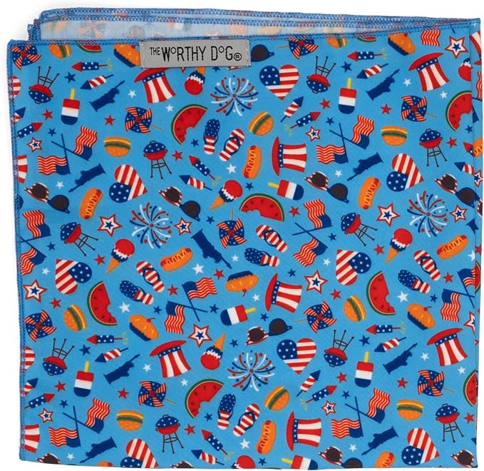 THE WORTHY DOG Icons Classic Tie-On Bandana for Dogs &Cats, Independece Day