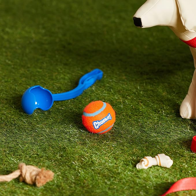 Chuckit! Dog Ball Launcher 12M Sport with 12" Handle Length for Medium 2.5" Dog Balls for Dogs 20-60 lb, Plastic Pet Fetch Ball Thrower, Perfect to Kids, Made in USA, Blue, 12in (Pack of 12)