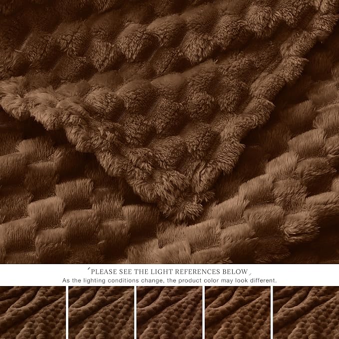 EXQ Home Gentle Soft Fleece Throw Blanket – Cozy Lightweight 3D Imitation Turtle Shell Jacquard Blanket for Couch Bed – All-Season Warm Fuzzy Flannel Blanket for Women Mom Her Gifts(90"x90",Coffee)