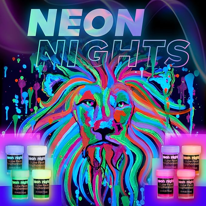 'XXL Set' 24 Cans of Glow in The Dark Paint by neon nights | Luminescent & Phosphorescent, Self-Luminous Paints