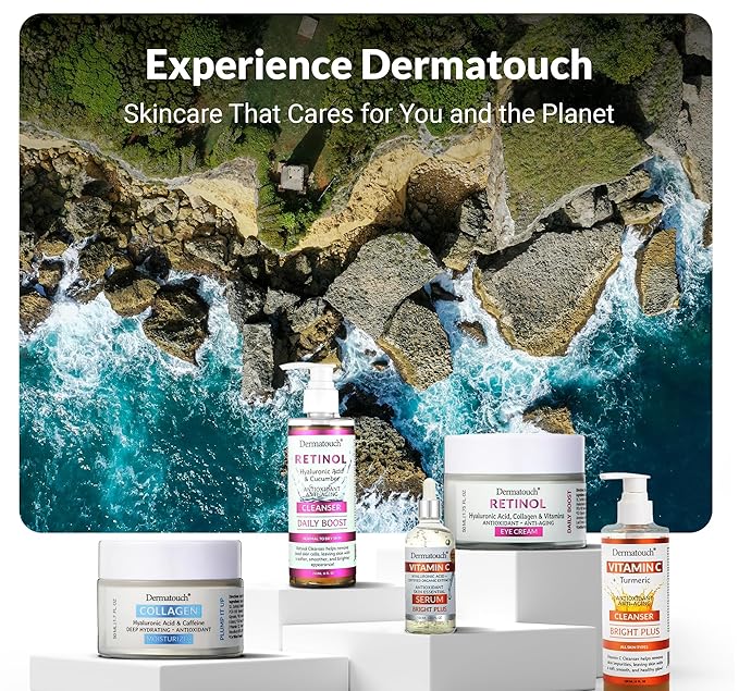 DERMATOUCH Retinol Eye Cream With Hyaluronic Acid, Vitamin C, A, & E, Collagen, & Caffeine, Under Eye Moisturizer With Vitamins & Antioxidants, Gluten Free, Non GMO Skin Care, Made in USA, 1.7 Fl Oz