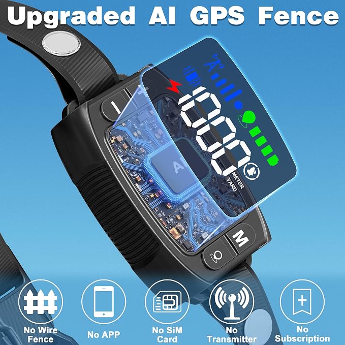GPS Wireless Dog Fence System, Rechargeable Electric Fence for Dog