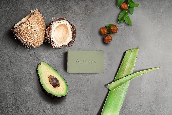 Anthony Men's Buff It Hydrating Soap Bar, 5 Oz, Pack of 3 - Contains Jojoba Beads, Aloe Extract, Avocado & Coconut Oils for Hydrating & Nourishing Body Skin