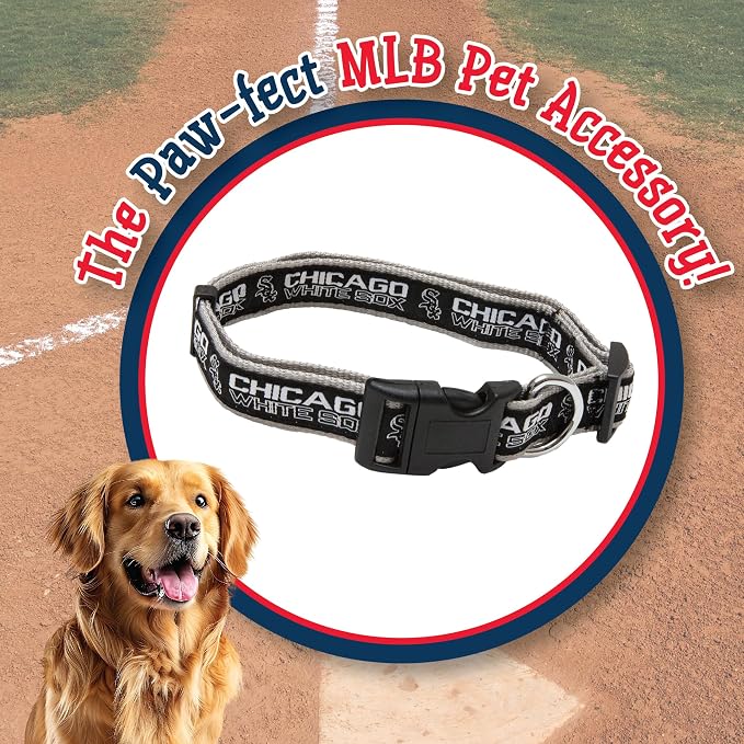 MLB Chicago White Sox Licensed PET Collar- Heavy-Duty, Strong, and Durable Dog Collar. Available in 29 Baseball Teams and 4 Sizes
