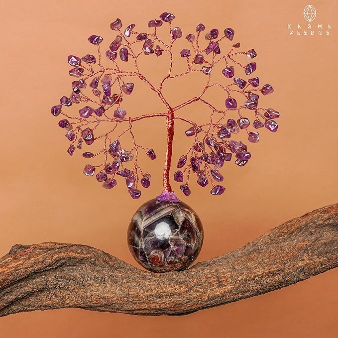 Amethyst Crystal Tree of Life Birthday Gifts for Women, Handmade Home Decor, Office, Room Decoration, Reiki Healing Crystal Chakra Tree for Money, Positivity, Good Luck Gifts for Her, Mom & Dad