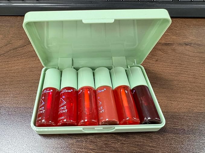 6 Colors Watermelon Lip Stain Set, Korean Velvet Watery Lip Tint Moisturizing Mini Liquid Lip Gloss, Lipstick for Women, Blush for Cheeks, St. Patrick’s Day Gift, Easter, Long-Lasting, High Pigment