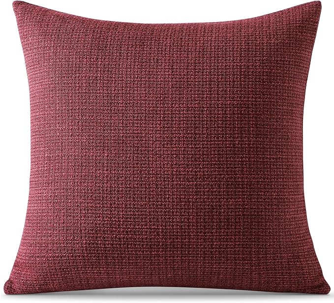 OTOSTAR Linen Throw Pillow Cover Set of 1 Decorative Square Pillowcases Cushion Covers 24x24 Inch for Home Decor Sofa Bedroom Car 60 x 60CM Burgundy