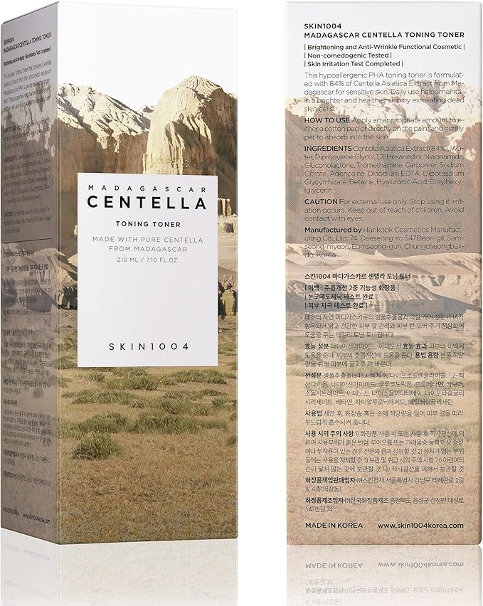 SKIN1004 Centella Toning Toner 7.10 fl.oz, 210ml, Korean Face Toner with Madagascar Centella Asiatica & Hyaluronic Acid for Hydrating, Soothing and Moisturizing, PHA Exfoliator, Korean Skin Care