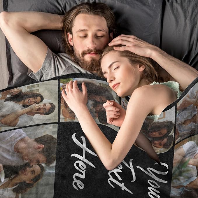 Personalized Blanket with Picture Text, Custom Mom Blanket With Photos | Personalized Mother's Day Fathers Day Christmas Birthday Gifts for Mom Girlfriend Boyfriend Wife Husband Her/Him