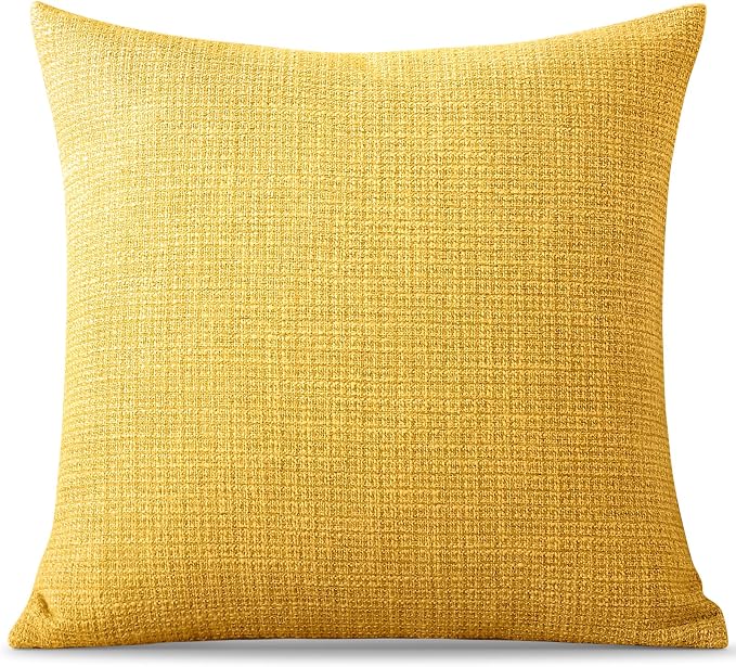 OTOSTAR Linen Throw Pillow Cover Set of 1 Decorative Square Pillowcases Cushion Covers 22x22 Inch for Home Decor Sofa Bedroom Car 55 x 55CM Yellow