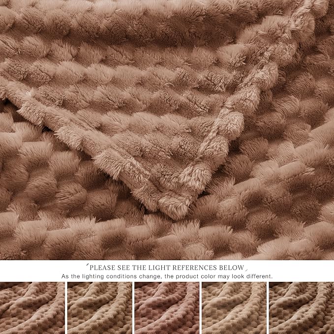 EXQ Home Gentle Soft Fleece Throw Blanket – Cozy Lightweight 3D Imitation Turtle Shell Jacquard Blanket for Couch Bed – All-Season Warm Fuzzy Flannel Blanket for Women Mom Gifts(50"x60",Mocha Mousse)