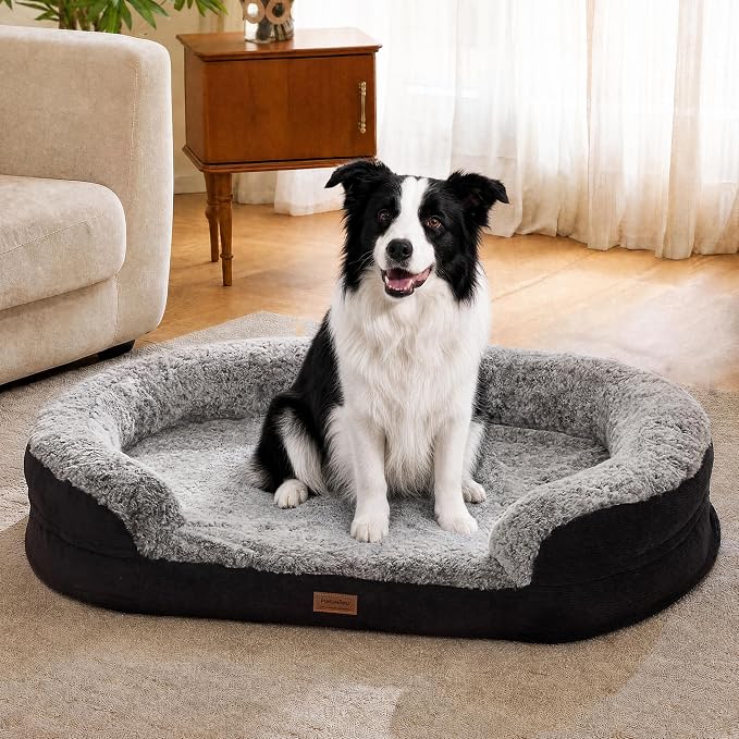 FUKUMARU Large Thickened Dog Couch Bed, Orthopedic, Waterproof & Washable | Heavy Duty Dog Sofa with 4" Extra-Thick Egg-Crate Foam, Relieves Joint Pressure, Fully Removable, Fits Medium to Large Dogs