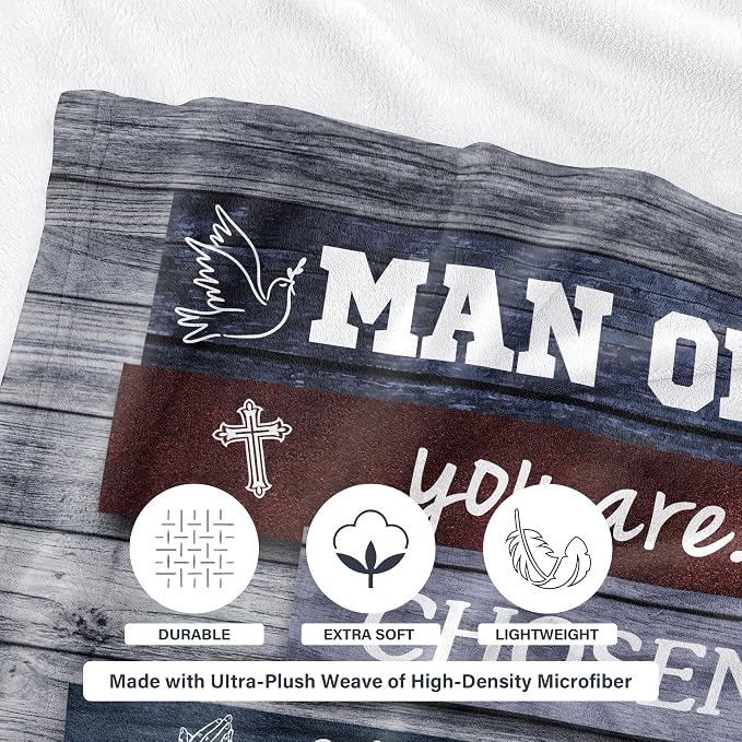 Christian Gifts for Men, Christian Blanket, Religious Gifts for Men, 50"x40" Catholic Baptism Spiritual Inspirational Bible Blanket Man of God for Christmas Birthday