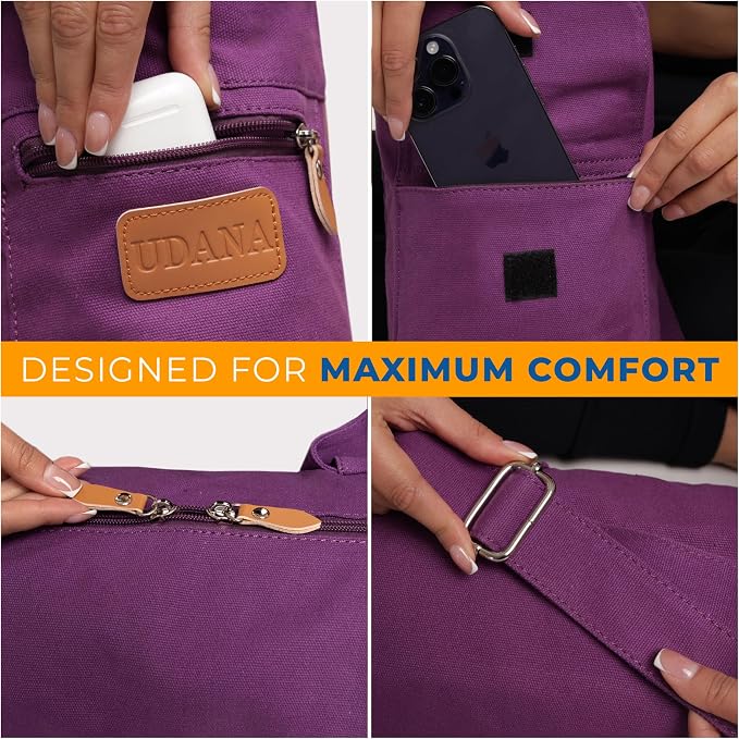 UDANA Canvas Yoga Mat Bag for Women & Men, Full-Zip Carrier with 3 Pockets & Adjustable Strap, Stylish Gym & Pilates Bag β Available in Multiple Sizes