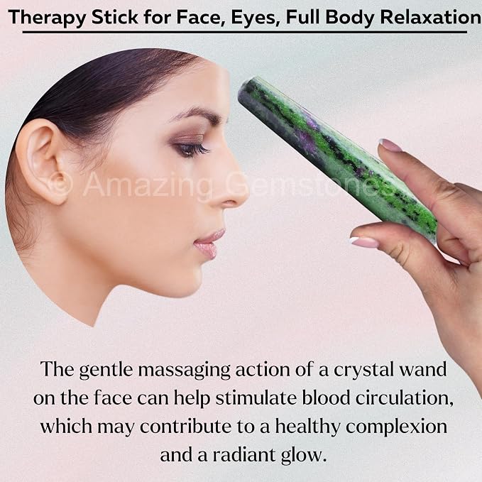Amazing Gemstone Ruby Zoisite Crystal Wand Massage Stick - Pelvic Wand Gua Sha for Adults - Crystals and Healing Stones Massage Wands for Adults Gifts (Smooth)