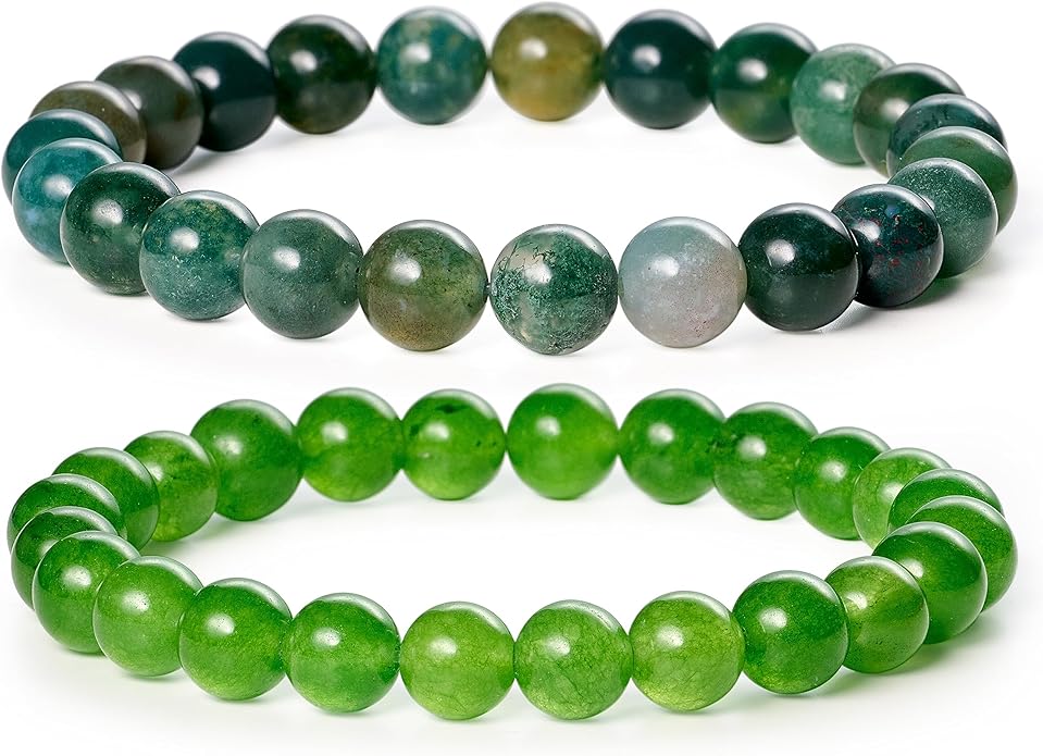 Bivei Natural Gemstone Semi Precious Healing Crystals Handmade Stretchy Round Beads Bracelet,Stocking Stuffers for Women Enhance Positive Energy
