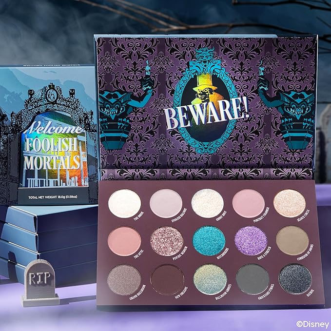 ColourPop x Haunted Mansion Foolish Mortals Eyeshadow Palette - Eye Makeup Palette with Matte, Metallic, Matte Sparkle & Pearlescent Finishes - High-Pigment, Long Lasting Formula (0.58 oz)