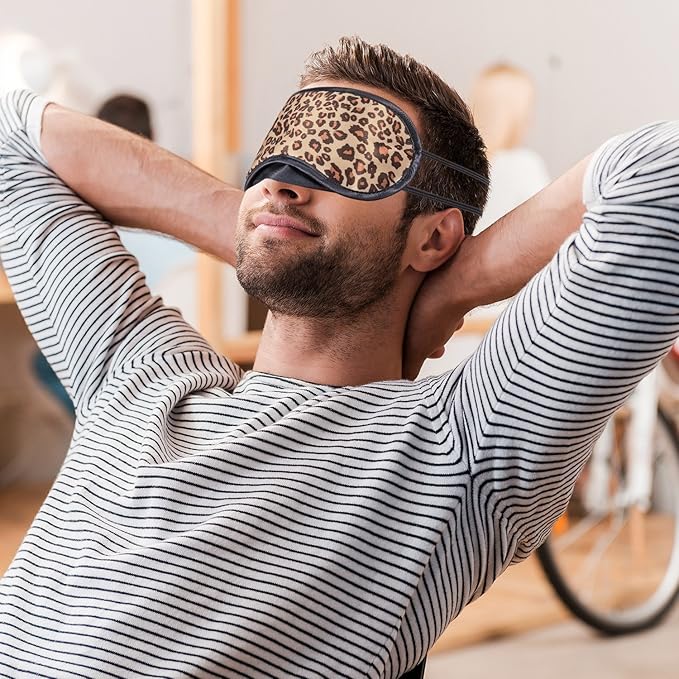 10 Pack Sleep Mask, Leopard Eye Masks Shade Cover for Sleeping, Shift Work, Naps, Travel Pouch Night Blindfold Airplane Relaxing Eyeshade Cover with Nose Pad for Men Women