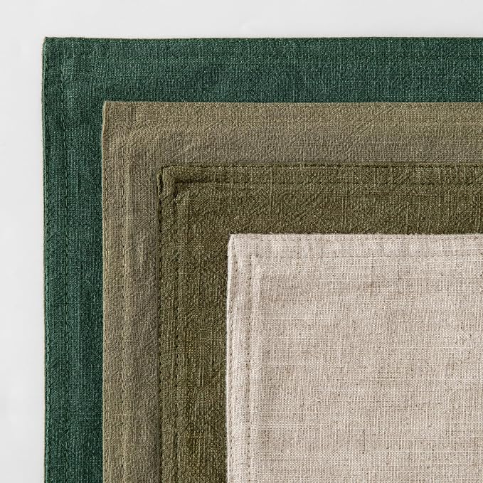MIULEE Neutral Green Boho Linen Pillow Covers 20x20 Inch Pack of 4 | Natural Decorative Throw Pillow Covers, Farmhouse Couch Pillowcases, Modern Home Decor for Living Room Bed Sofa