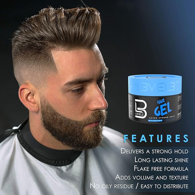 L3 - Level 3 Hair Gel & Hair Spray Kit - Super Strong Hold - Flake Free - Long Lasting Shine - Great for Men and Women - Strong Hold Hair Spray (Hair Gel & Hair Spray)