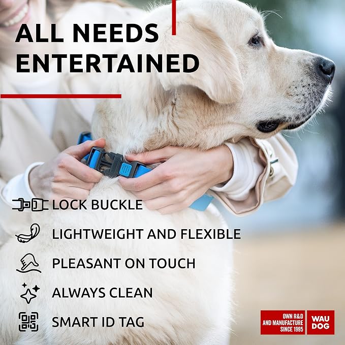 WAUDOG Waterproof Dog Collar - Adjustable for Large Dogs, Small and Medium Dogs - Heavy Duty Collars with Durable Metal Clasp and QR Tag - Boy & Girl | Water and Dirt Resistant, Quick Dry QR Pet Tag Adjustable Durable Comfort for Male and Female Dogs O...