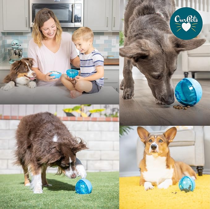 Our Pets Smarter Toys IQ Treat Ball - Colors Mary Vary - 4" - for Larger Dogs | Fill with snacks to reward play, slow feeding puzzle keeps big pups busy, engaged and mentally stimulated at home every day