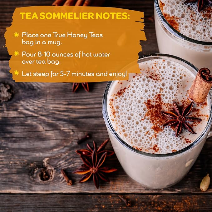 True Honey Chai Tea Pods - All Natural Organic Cinnamon, Clove, Coriander, Anise and Fennel - 22 Count