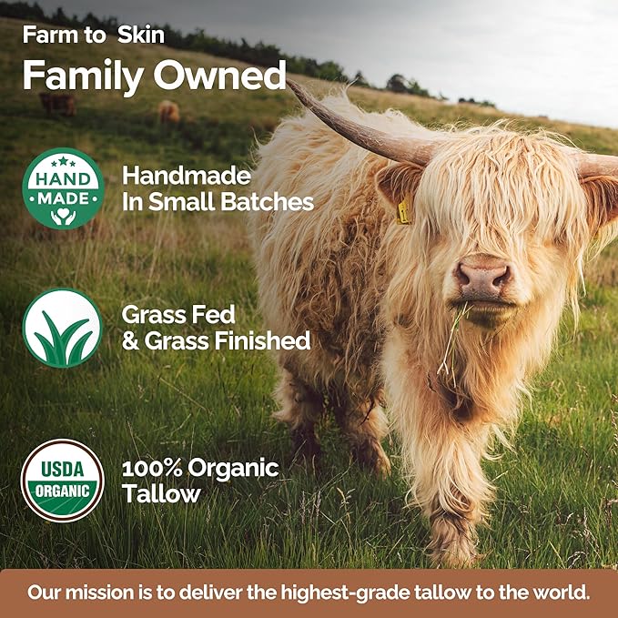 Made w/ 100% Organic Grass-Fed Beef Tallow and Manuka Honey Balm Natural Moisturizer Cream for Face & Body Eczema Relief Cream Moisturizer for Dry Skin Pure Tallow Face Moisturizer for Sensitive Skin