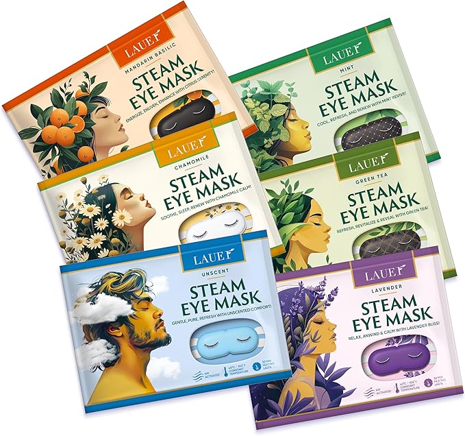 Heated Eye Steam Mask Dry Eyes Self Warm Compress Dark Circles Puffiness (1 Count (Pack of 6), Set of Scent (Lavender, Chamomile, Green Tea, Mint, Mandarin Basilic, Unscented))
