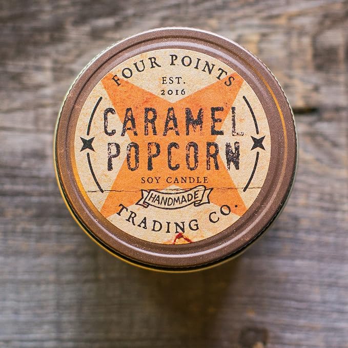 Caramel Popcorn 8 Oz Scented Soy Aromatherapy Candle w/Jar