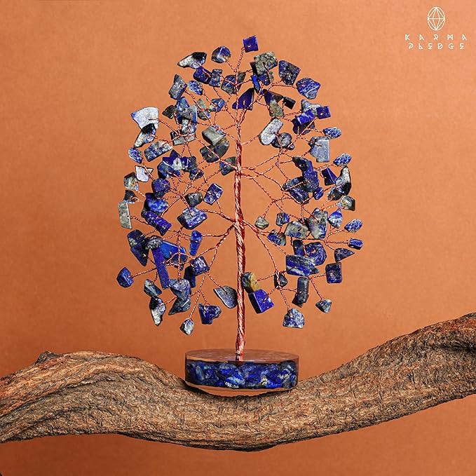 Lapis Lazuli Crystal Tree of Life Birthday Gifts for Women, Men, Friends, Handmade Chakra Healing Crystal Tree for Home Office Decor, Positivity, Good Luck, Money, Unique Gifts for Her Mom Sister, Dad