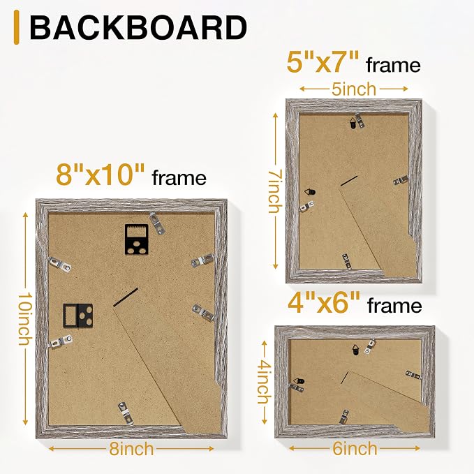 Vittanly 15 Pack Picture Frames Collage Wall Decor, Wall/Tabletop Display | Dark Grey, Multi-Size Gallery Wall Frame Set: 3pcs 8x10, 6pcs 5x7, 6pcs 4x6. Picture Frame Set for Family