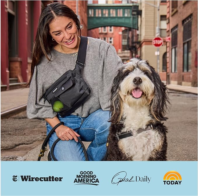 Cleverpup Walk & Train 2-in-1 Dog Walking Bag - Hands-Free, Leopard