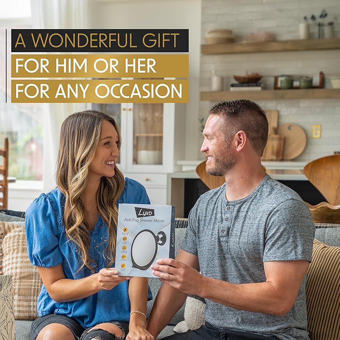 Luxo Shower Mirror, Shaving Mirror with a Razor Holder for Shower and Powerful Suction Cup - Shatterproof Shower Mirror fogless for Shaving, fogless Mirror for Shower (Black)