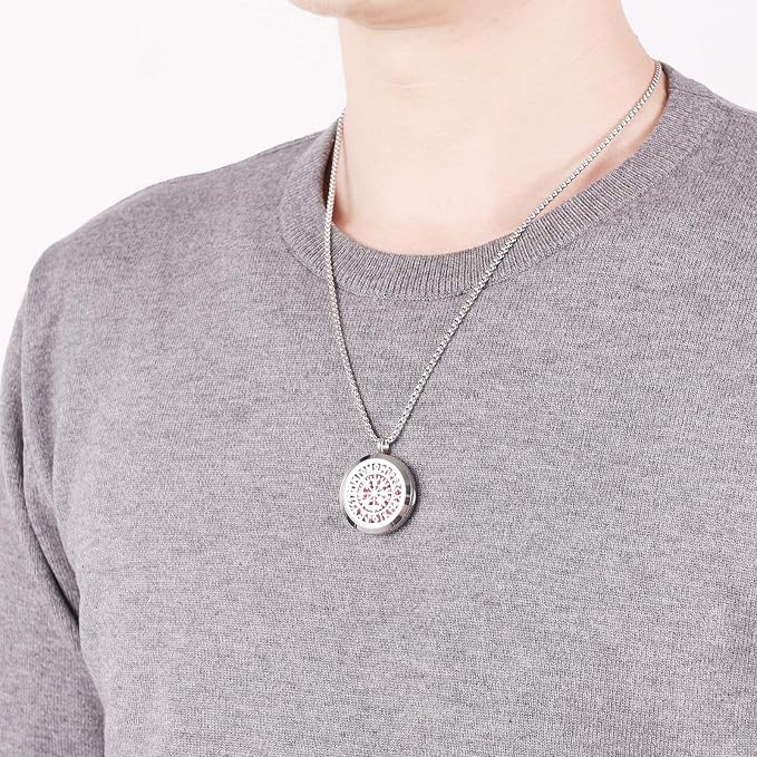 Norse Vikings Amulet Essential Oil Diffuser Necklace - Stainless Steel Locket- Best for Aromatherapy-Perfume, Fragrance, Scent Diffusers for Women