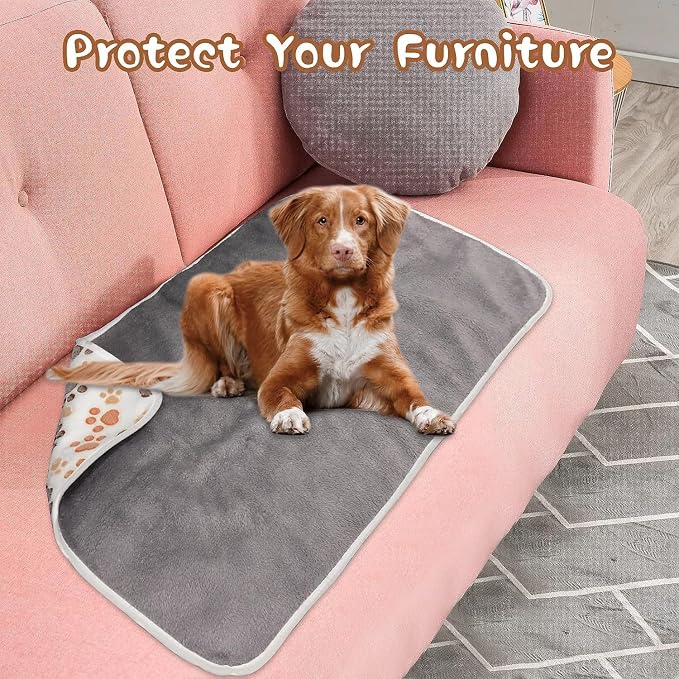 YUEPET Waterproof Dog Blankets, 2 Pack Washable Puppy Blankets 23 x 16 in | White and Coffee Pair, Reversible Soft Fleece, Mylar Heat-Reflective Layer, Bed Sofa and Car Use, Small Dogs and Cats